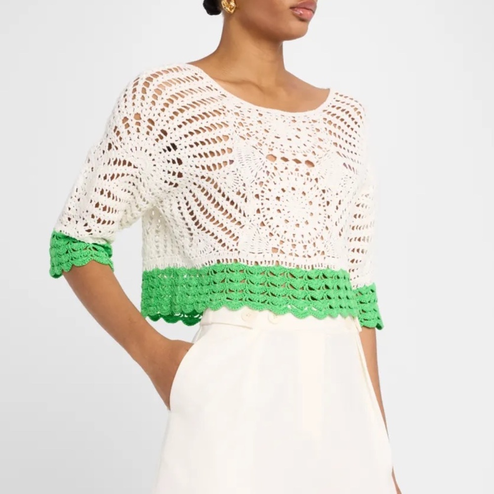 NWT Ramy Brook Kristina Cropped Crochet Top - Size XS